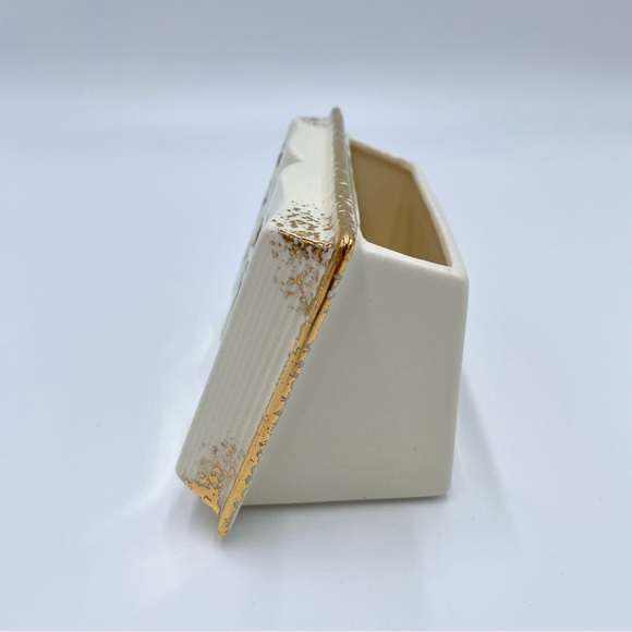 Vintage Mid-Century American Goldfinch Bird Lord's Prayer Book Ceramic Planter - Picture 8 of 13